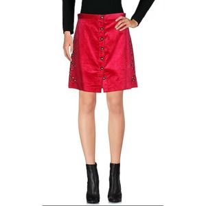 Pinko Pink Velvet Gunmetal Studded A Line Mini Skirt IT 44 US 8 NWT $2…